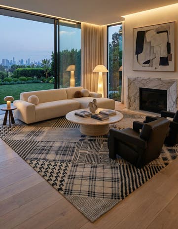 8' 1 x 9' 11 Hand Knotted Modern Manshu Wool Rug