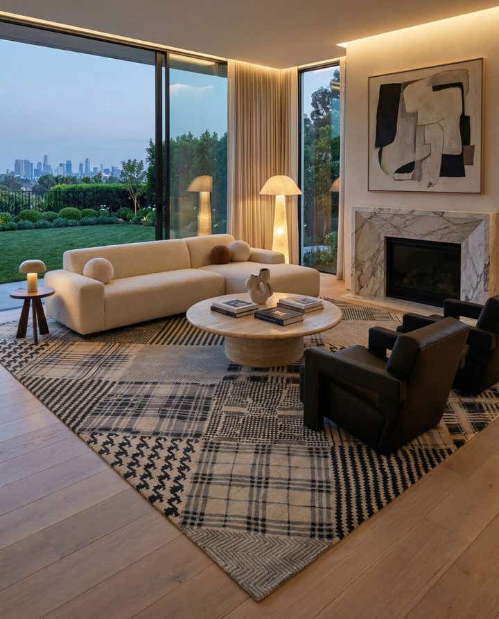 8' 1 x 9' 11 Hand Knotted Modern Manshu Wool Rug