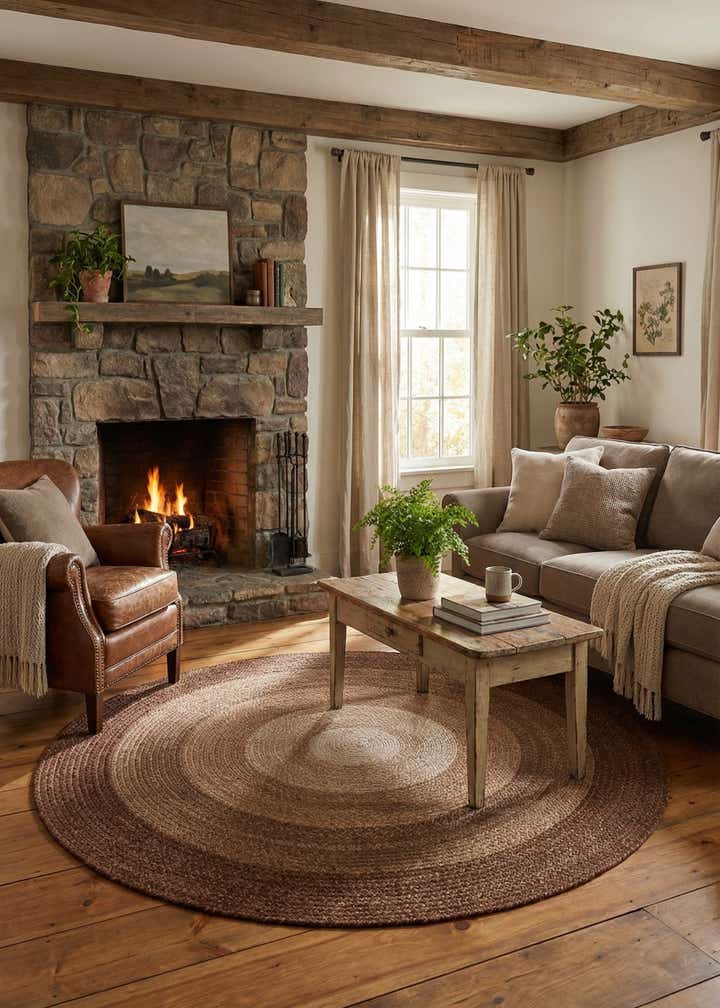 5' 1 x 5' 1 Handmade Hand Braided Wool Round Rug