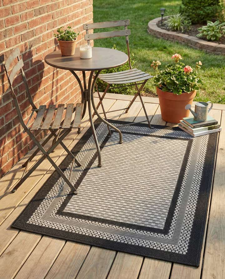 2' 2 x 3' Easy-Clean Border Indoor / Outdoor Rug