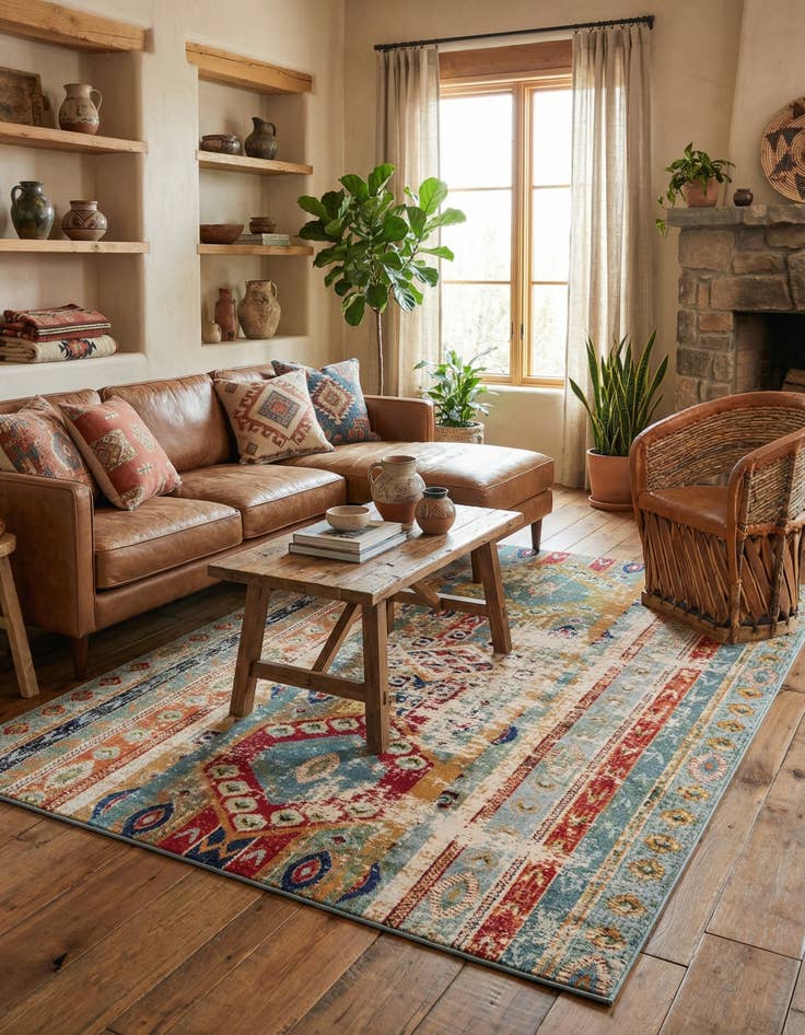 Detail image of 10' x 13'  Washable Santa Fe Rug