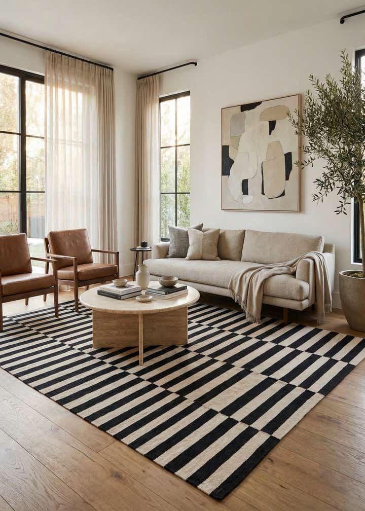 5' 7 x 7' 10 Hand Woven Kilim Modern Wool Rug