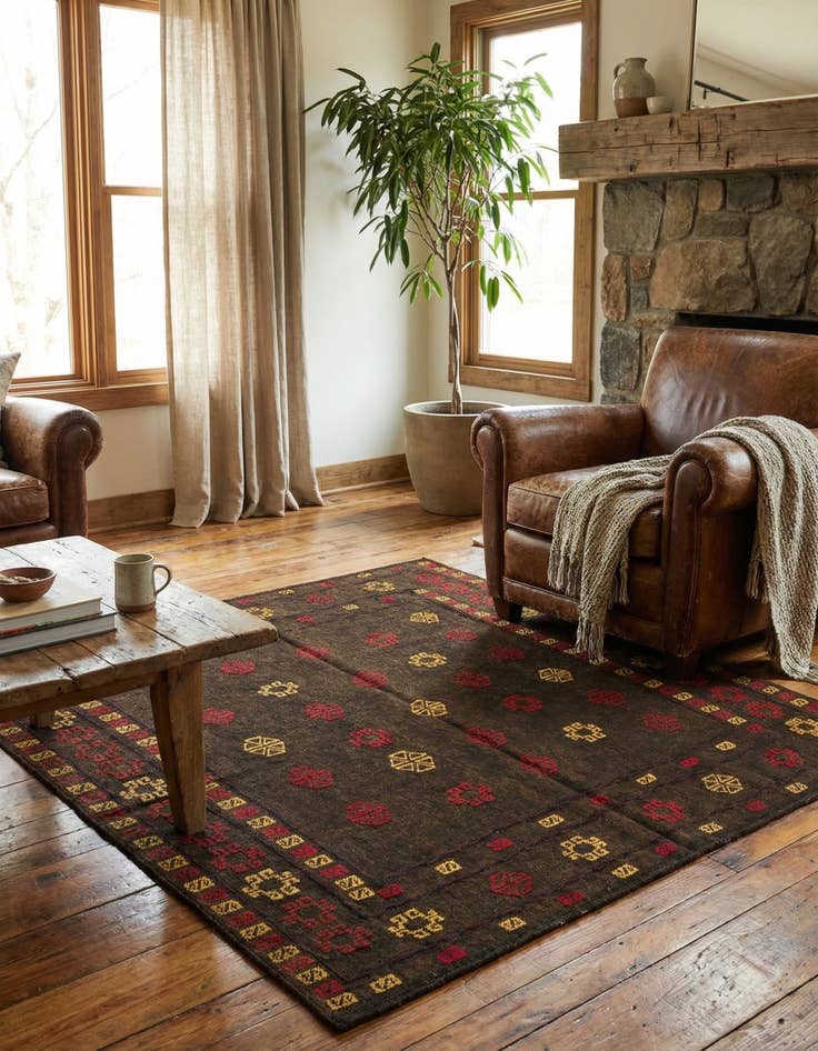 Detail image of 4' x 4'  Hand Knotted Sumak Wool Square Rug