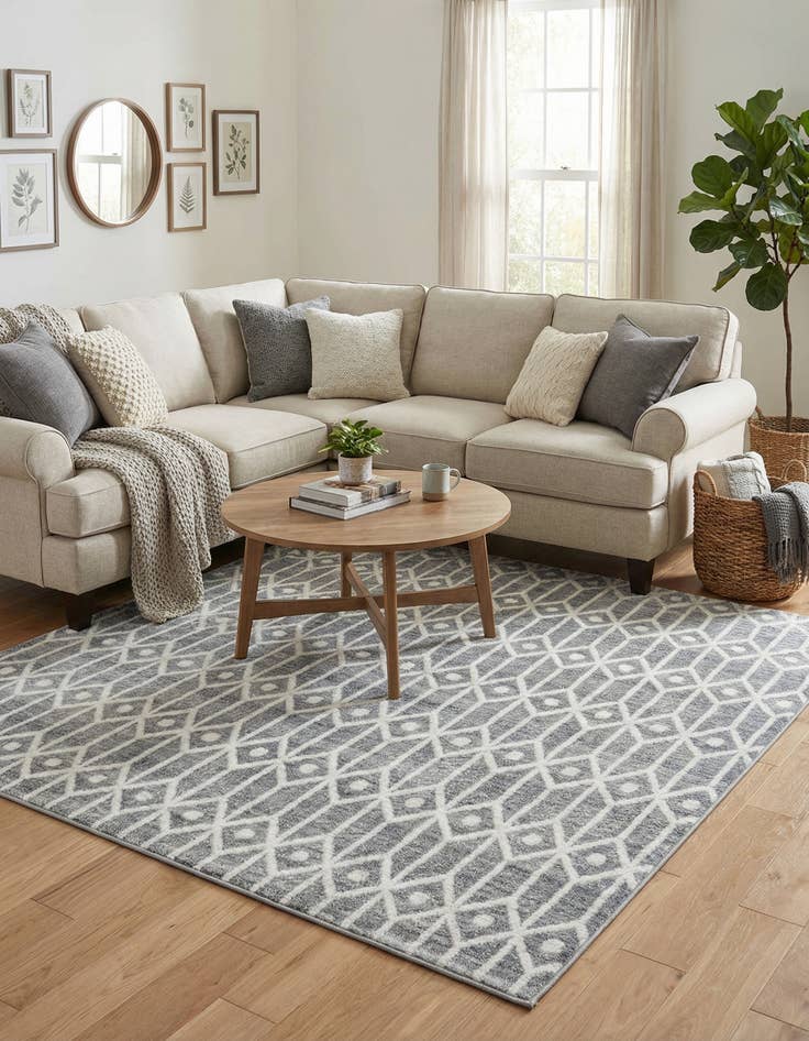 Detail image of  7' x 7' Lattice Trellis Square Rug