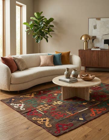4' 7 x 6' 5 Hand Woven Kilim Modern Wool Rug