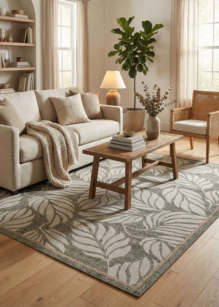 7' x 10' Easy-Clean Botanical Indoor / Outdoor Rug