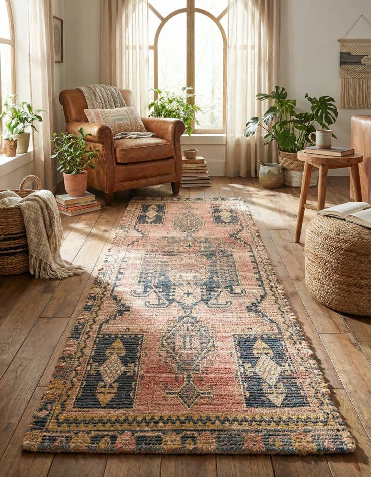 Detail image of 2' 2 x 6' 1 Hand Woven Chenille Jute Runner Rug