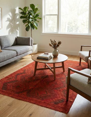 4' 1 x 5' 9 Hand Woven Kilim Modern Wool Rug