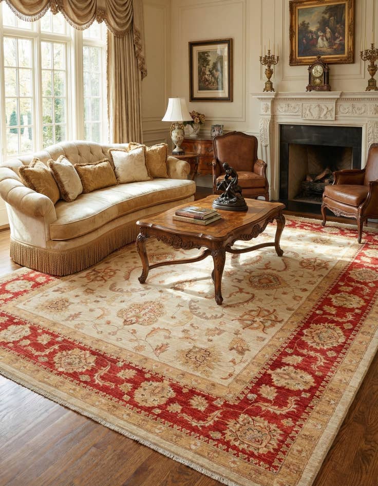 Detail image of 8' x 9' 10  Hand Knotted Peshawar Ziegler Rug