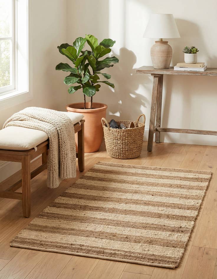 Detail image of 4' 1 x 6' 1  Hand Braided Jute Rug