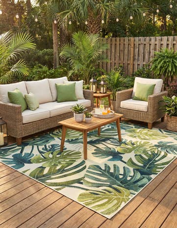 7' x 10' Easy-Clean Botanical Indoor / Outdoor Rug