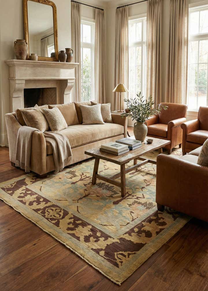 9' 4 x 11' Hand Knotted Oushak Wool Rug