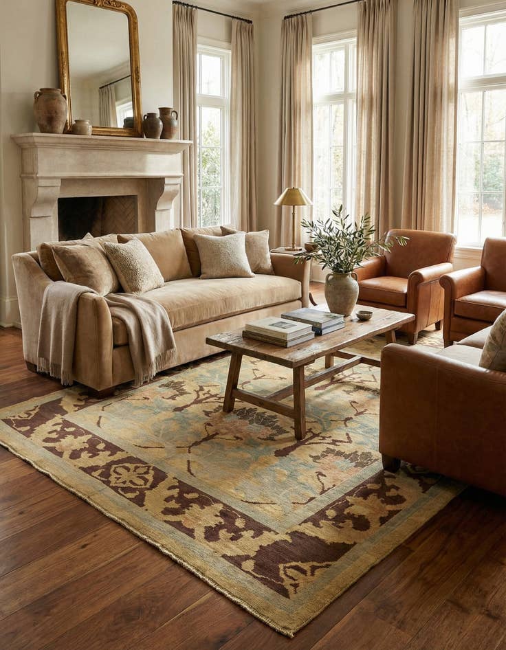 Detail image of 9' 4 x 11'  Hand Knotted Oushak Wool Rug