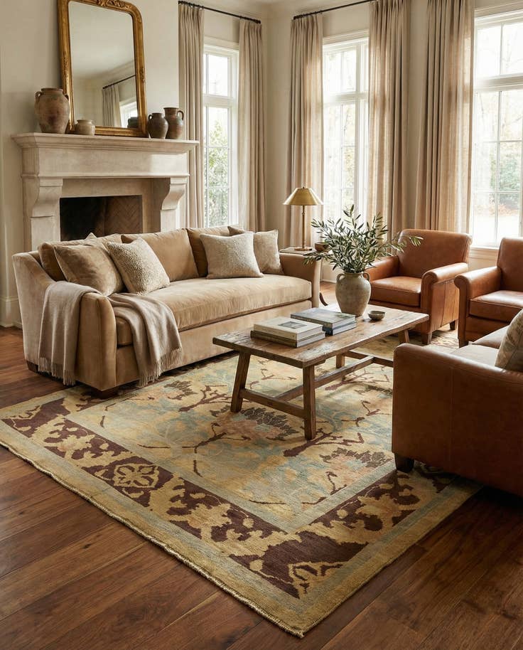 Detail image of 9' 4 x 11' Hand Knotted Oushak Wool Rug