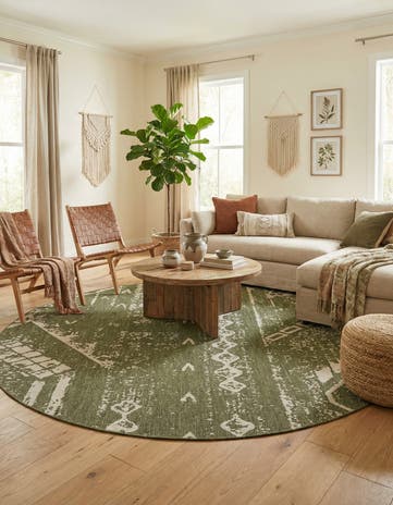 10' 8 x 10' 8 Easy-Clean Bohemian Indoor / Outdoor Round Rug