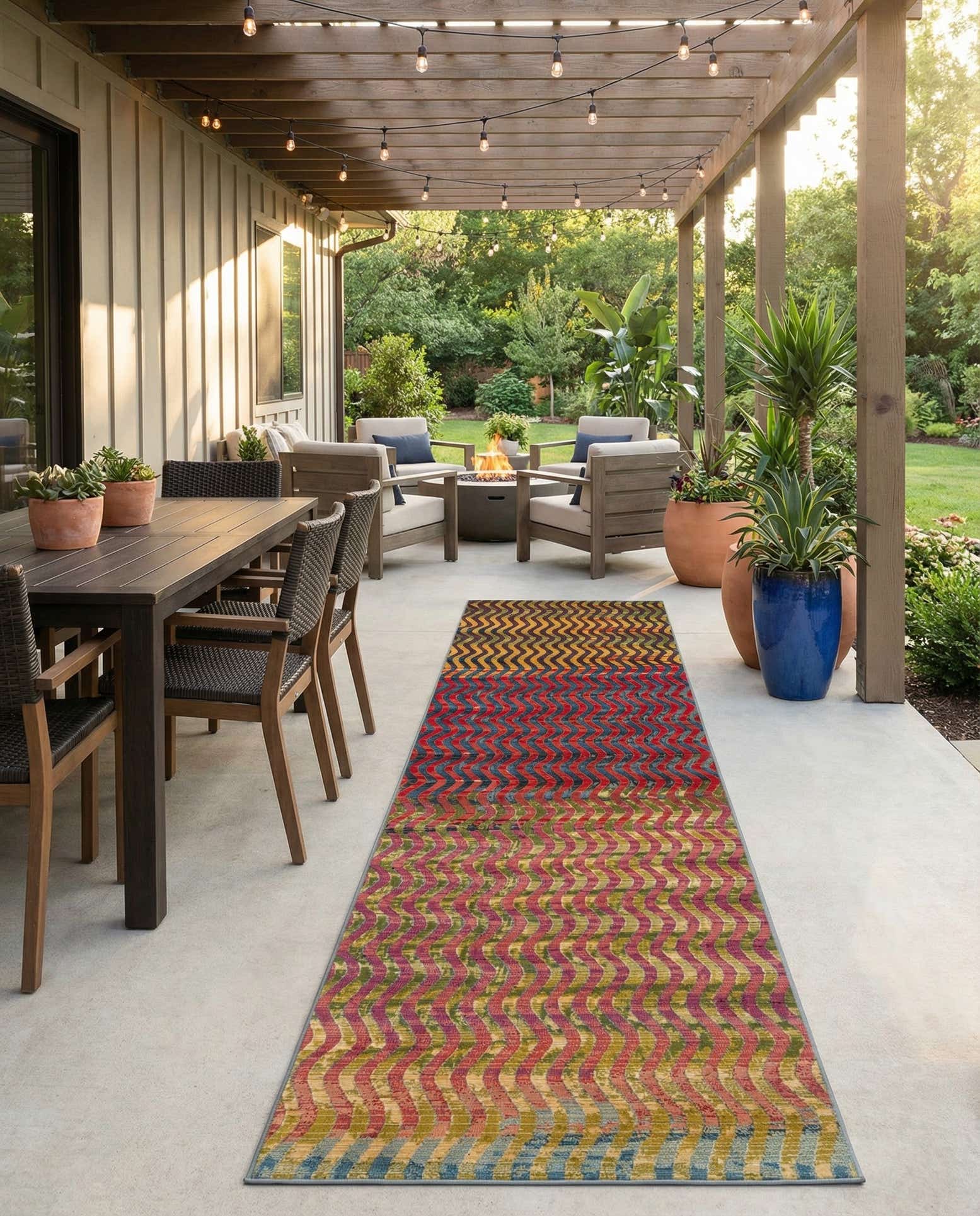 2' 7 x 11' Easy-Clean Modern Indoor / Outdoor Runner Rug