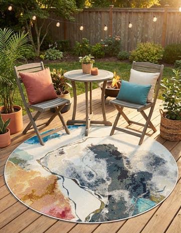 6' 1 x 6' 1 Easy-Clean Modern Indoor / Outdoor Round Rug
