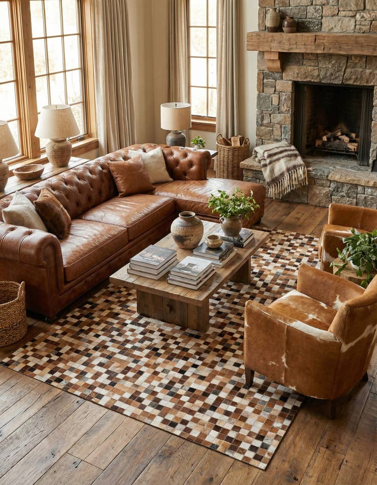 Detail image of 5' 2 x 7' 11 Cowhide Stocks Rug