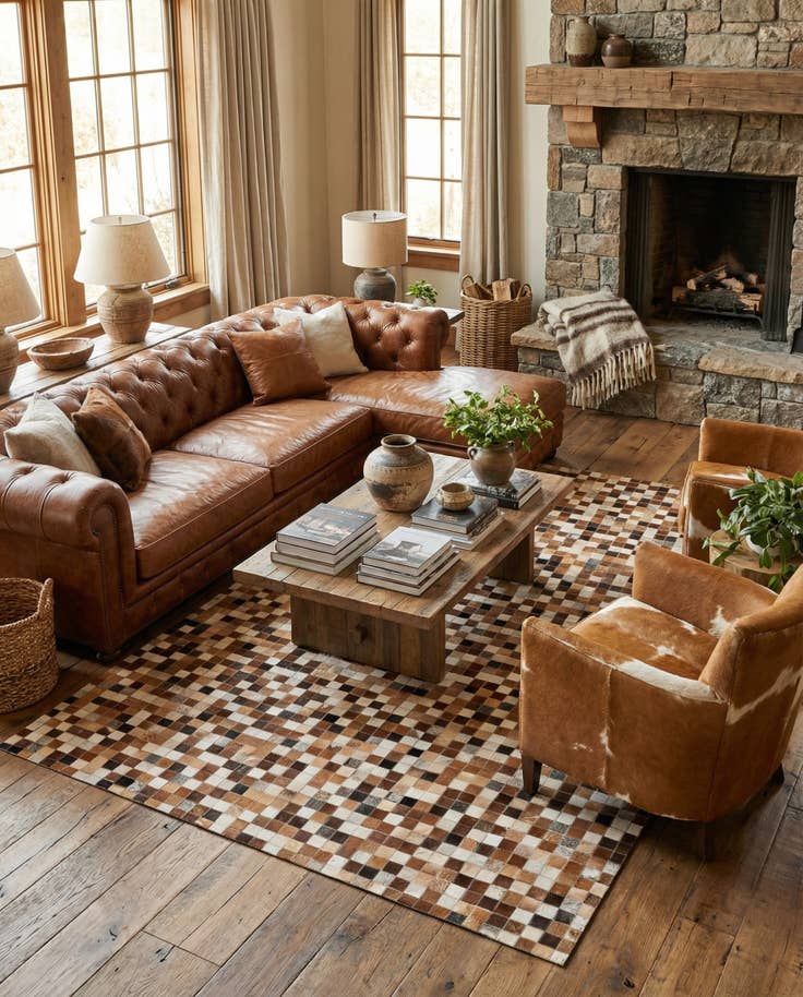 Detail image of 5' 2 x 7' 11 Cowhide Stocks Rug