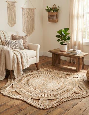 4' 1 x 4' 1 Handmade Braided Jute Round Rug