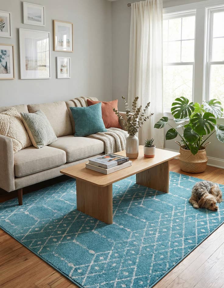 Detail image of  5' 3 x 5' 3 Paxon Trellis Square Rug