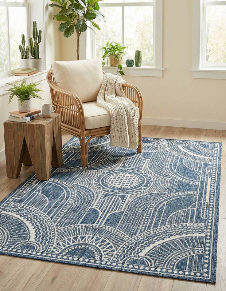 Detail image of  5' 3 x 7'  Washable Traditional Indoor / Outdoor Rug