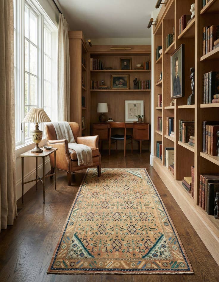 Detail image of 4' 9 x 9' 7  Hand Knotted Farahan Persian Wool Runner Rug