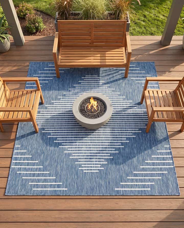 7' x 7' Easy-Clean Modern Indoor / Outdoor Square Rug