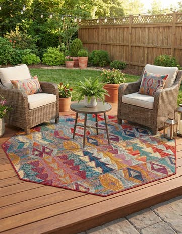 7' x 7' Easy-Clean Modern Indoor / Outdoor Octagon Rug