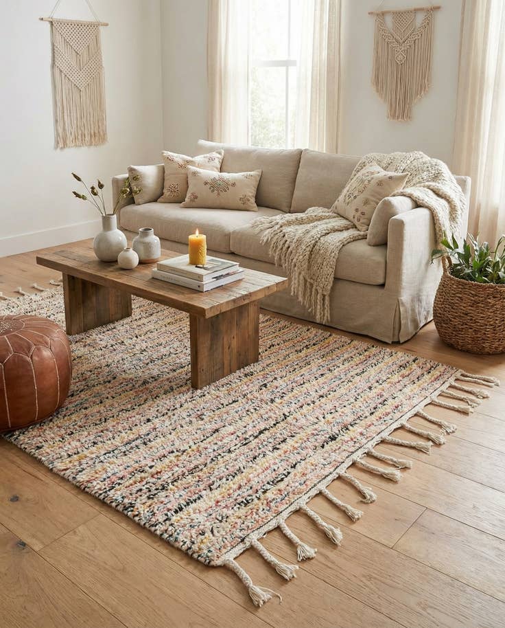 Detail image of 3' 10 x 5' 3 Hand Knotted Moroccan Wool Rug
