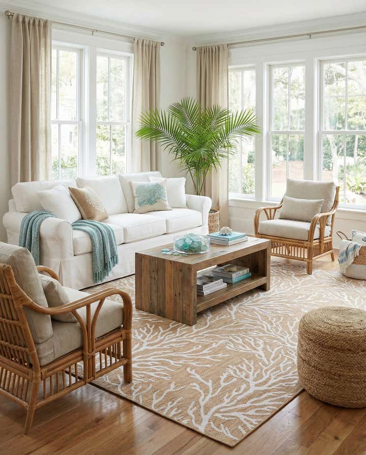 12' x 12' Easy-Clean Coastal Indoor / Outdoor Square Rug