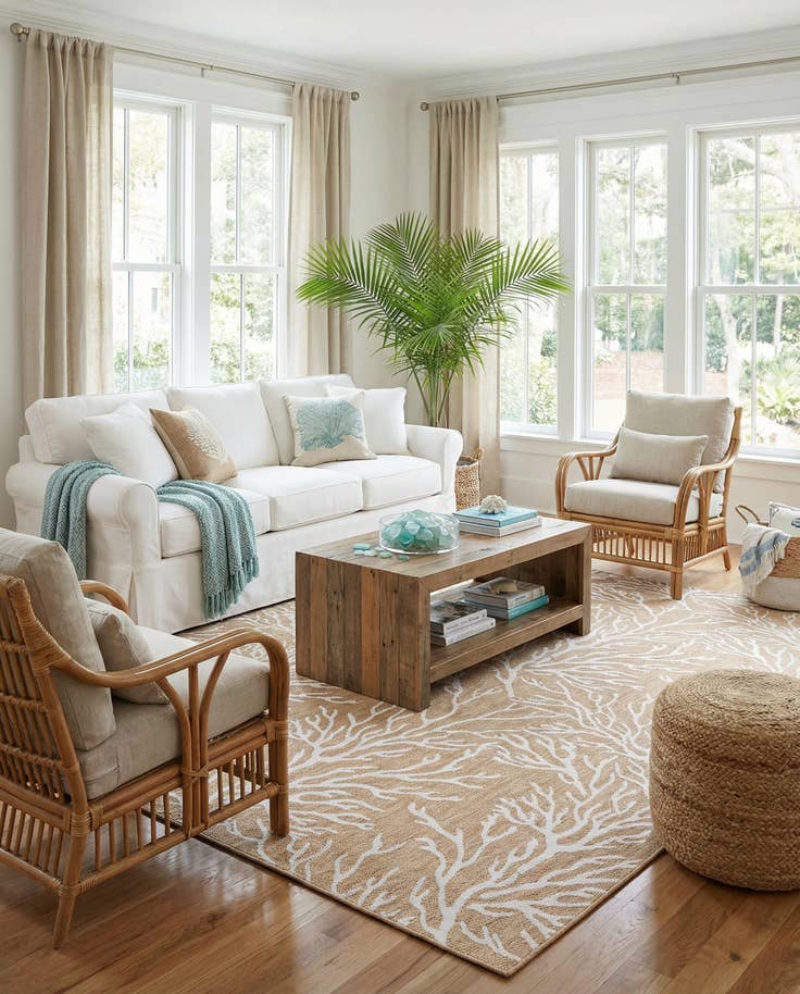 Detail image of 12' x 12' Easy-Clean Coastal Indoor / Outdoor Square Rug