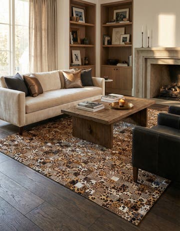 5' x 8' 1 Cowhide Leather Rug