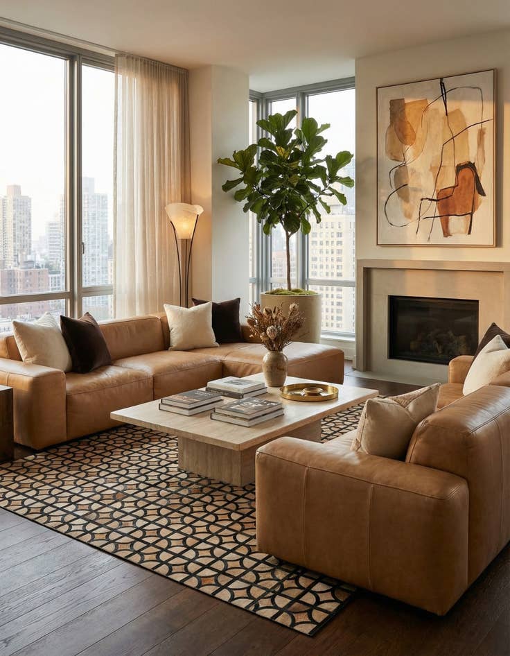 Detail image of 8' 1 x 10' Cowhide Leather Rug