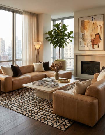8' 1 x 10' Cowhide Leather Rug