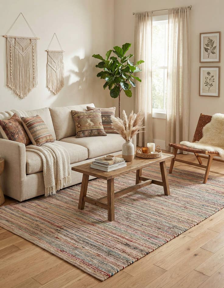 Detail image of  5' 1 x 8'  Hand Woven Chunky Jute Rug