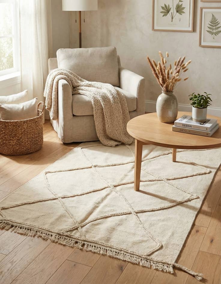 Detail image of 3' 4 x 5'  Hand Woven Moroccan Wool Rug