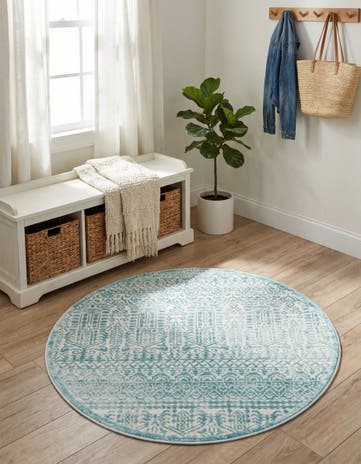 Jill Zarin Teal Uptown Cloisters Round Rug
