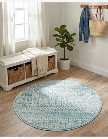 Jill Zarin Teal Uptown Cloisters Round Rug