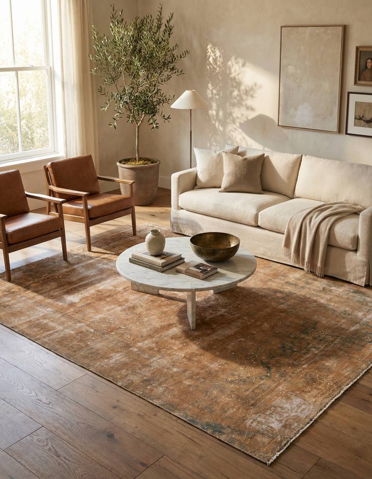 Detail image of 6' 3 x 9' 2  Hand Knotted Ultra Vintage Persian Wool Rug