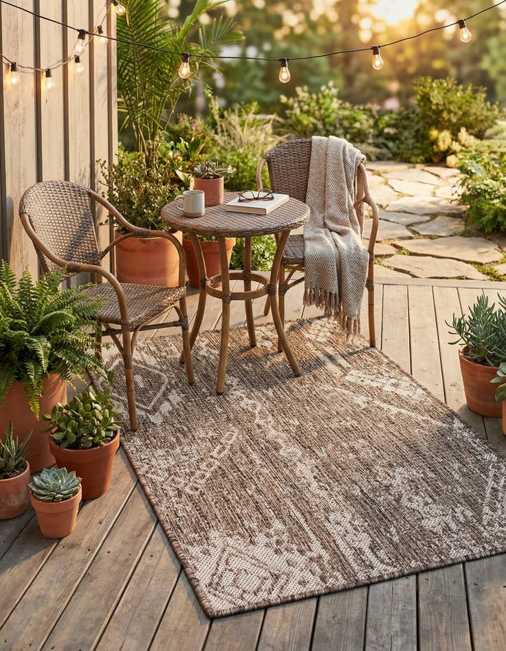 Detail image of 2' x 3'  Washable Bohemian Indoor / Outdoor Rug