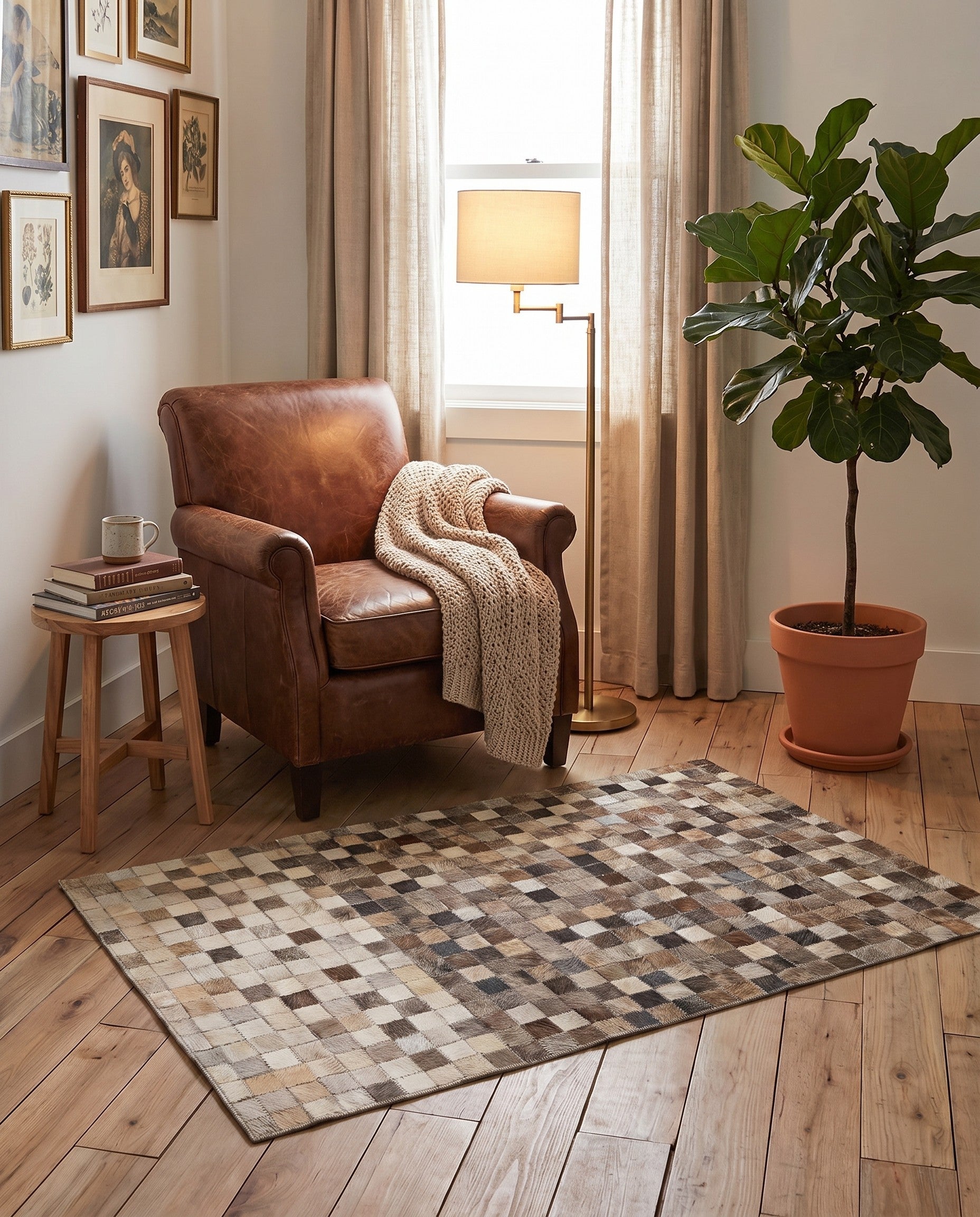2' x 3' Cowhide Leather Rug