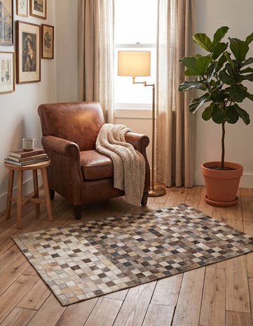 2' x 3' Cowhide Leather Rug