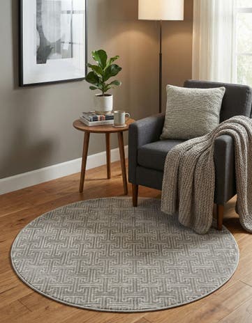 Jill Zarin Gray Uptown Park Avenue Round Rug
