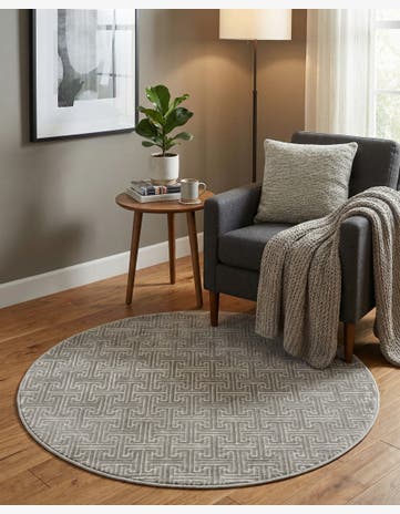 Jill Zarin Gray Uptown Park Avenue Round Rug