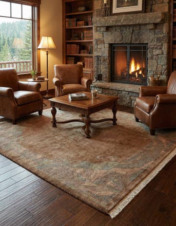 8' x 8' 3 Hand Knotted Tibet Wool Square Rug