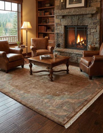 8' x 8' 3 Hand Knotted Tibet Wool Square Rug