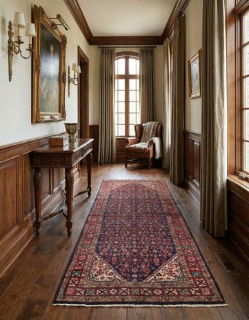 3' 9 x 10' Hand Knotted Hossainabad Persian Wool Runner Rug