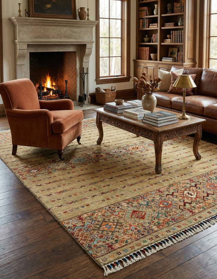 Detail image of 4' 10 x 6' 7 Torkman Wool Rug