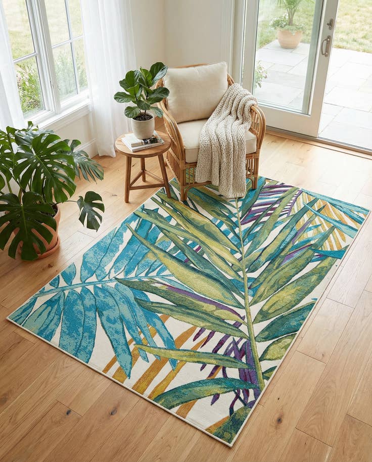 Detail image of 5' x 8' Easy-Clean Botanical Indoor / Outdoor Rug